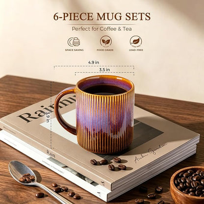 theterra Ceramic Coffee Mugs Set of 6, 14.2 oz Coffee Cups - Image 3