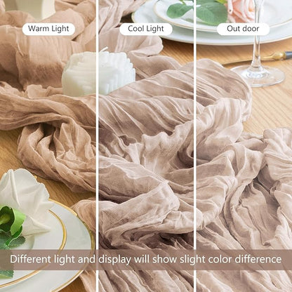 Cheesecloth Table Runner Nude Pink 10FT Boho Gauze Runner, 4 Pack | 120 Inch - Image 8