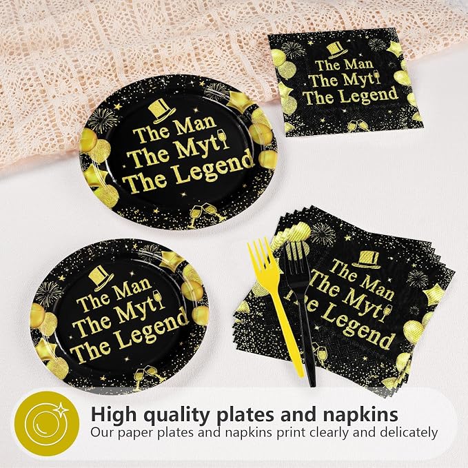 96 Pcs The Man The Myth The Legend Party Decorations, Serves 24 | Mens Birthday - Image 4