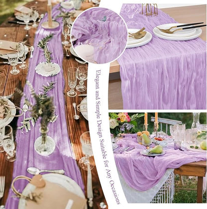 8 Pack Lilac Cheesecloth Table Runner 10FT Long Boho Gauze Fabric Table Runner - Image 7
