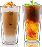 Joeyan Double Wall Glass, 15.2oz Wave Insulated Glass Tumblers Clear Coffee Cups by JoeyanHousehold