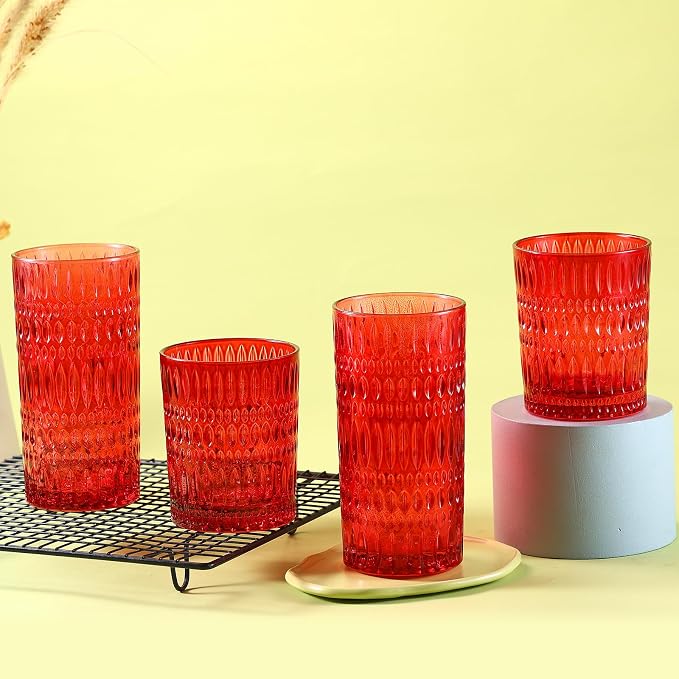 Loivttvv Glassware Drinking Glasses Set of 8, 14 oz Highball Glasses & 10 oz - Image 6