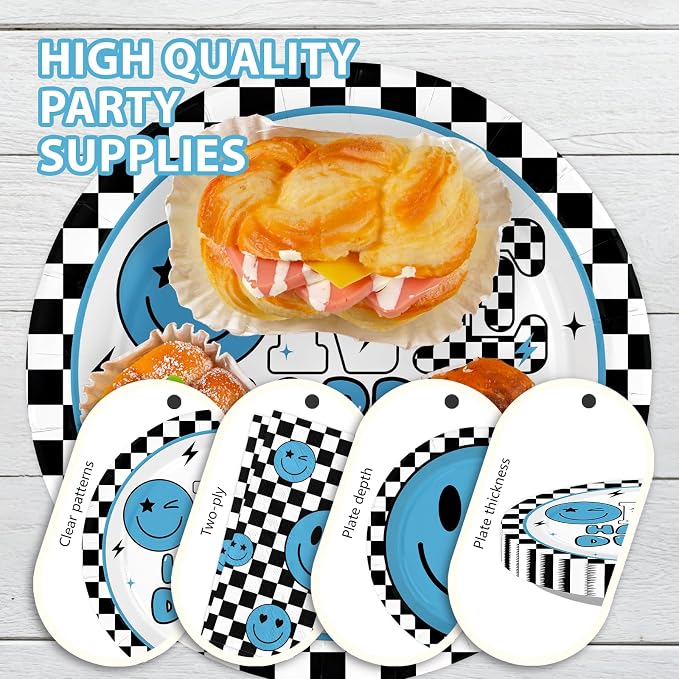 250Pcs One Happy Dude 1st Birthday Party Decorations, Serves 50 | Blue Smile - Image 4