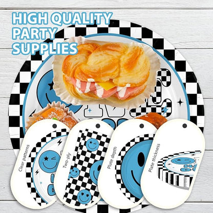 250Pcs One Happy Dude 1st Birthday Party Decorations, Serves 50 | Blue Smile - Image 4