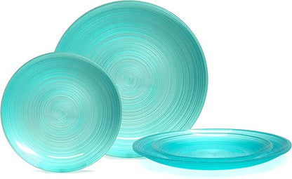 " OCCASIONS " 100 Plates Pack,(50 Guests) Premium Wedding Party Disposable Plastic Plates Set -50 x 10'' Dinner + 50 x 7'' Salad/Dessert (Belize in Aqua)