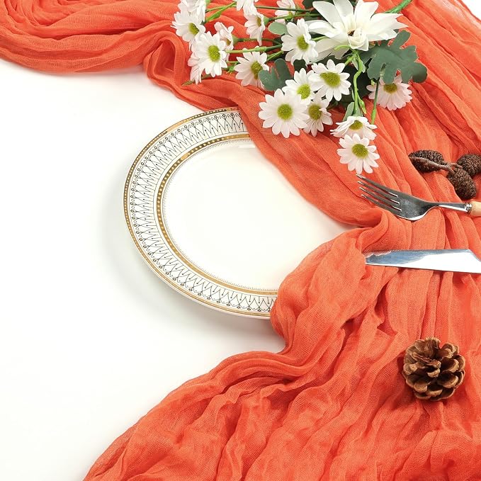 12 Pack Orange Cheesecloth Table Runner 17 x 108 Inch | Boho Gauze Cheese Cloth - Image 6