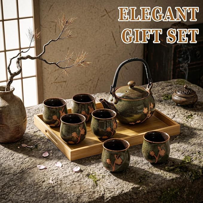 Layhit Japanese Tea Set with Teapot and 6 Cups, 20 oz Ceramic Asian Tea Set - Image 3
