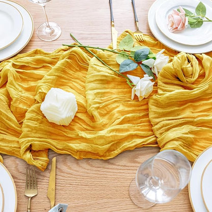 Cheesecloth Table Runner Gold 10FT Boho Gauze Runner - Image 5