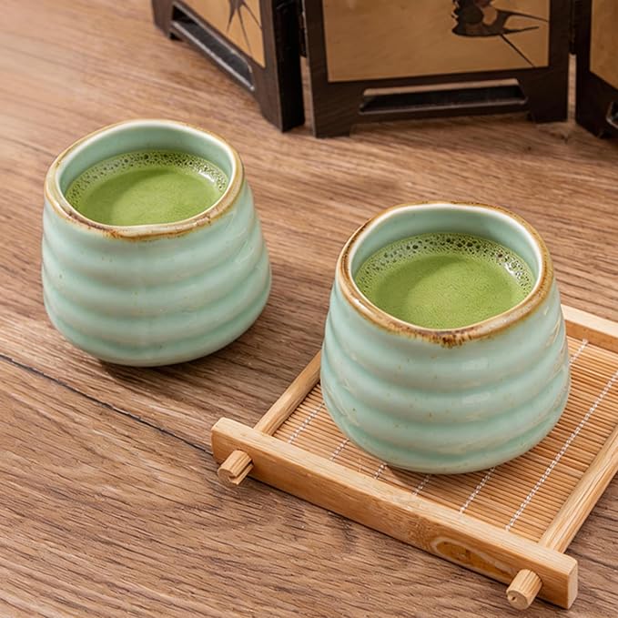 4pcs Japanese Tea Cup Set – Mini Size Cup 5OZ Ceramic Matcha Cup, Handless - Image 2