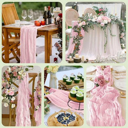 Cheesecloth Table Runner Blush Pink 10FT Boho Gauze Runner, 6 Pack | 120 Inch - Image 7