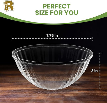 R-kay 6 Pack Plastic Serving Bowls - 48 Oz Clear Plastic bowls - Salad Bowls Large Serving - Premium Clear Disposable bowls Heavy Duty For Weddings Catering And Birthday parties