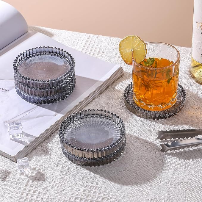 Glass Coasters Round Cup Mat, Decorative Wine Bottle Coaster, Crystal Drink - Image 4