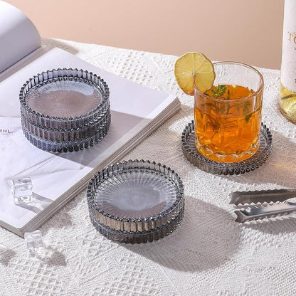 Glass Coasters Round Cup Mat, Decorative Wine Bottle Coaster, Crystal Drink - Image 4