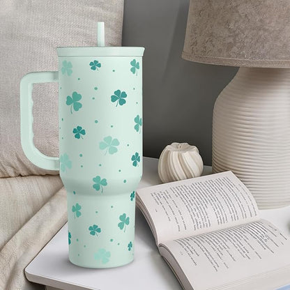 40oz Shamrock Tumbler with Handle and Straw - Image 6