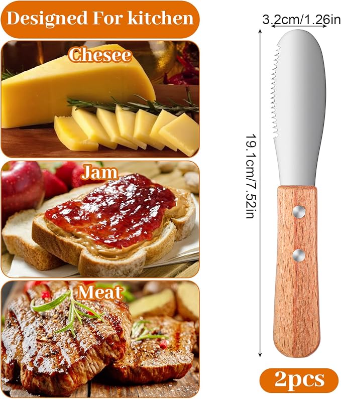 Ouligay 2 Pcs Butter Knife Spreader, Stainless Steel Butter Knife - Image 2