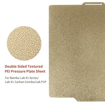 Double Sided Textured PEI Spring Steel Build Plate 257x257mm, Flexible PEI Print Bed PEI Sheet for Bambu Lab X1/X1C/P1P/P1S/P2S/A1 3D Printer
