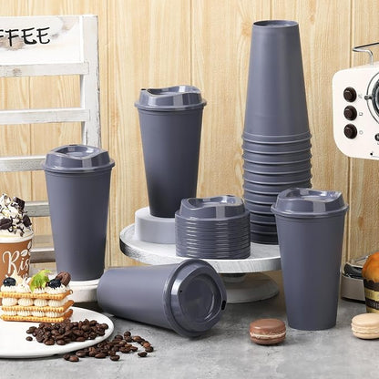 Domensi 15 Pack Reusable Plastic Coffee Cups - Image 3