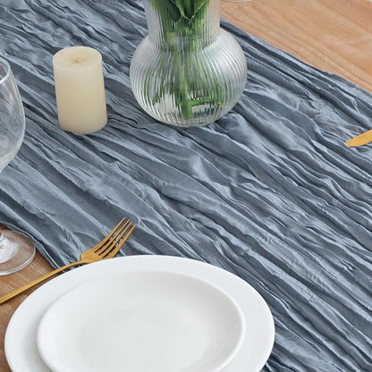 Asee'm 12pcs Dusty Blue Cheesecloth Table Runner Summer 10FT Gauze Rustic | - Image 3