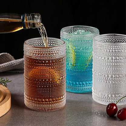 ZMOWIPDL 12oz & 15oz Hobnail Drinking Glasses, - Image 7