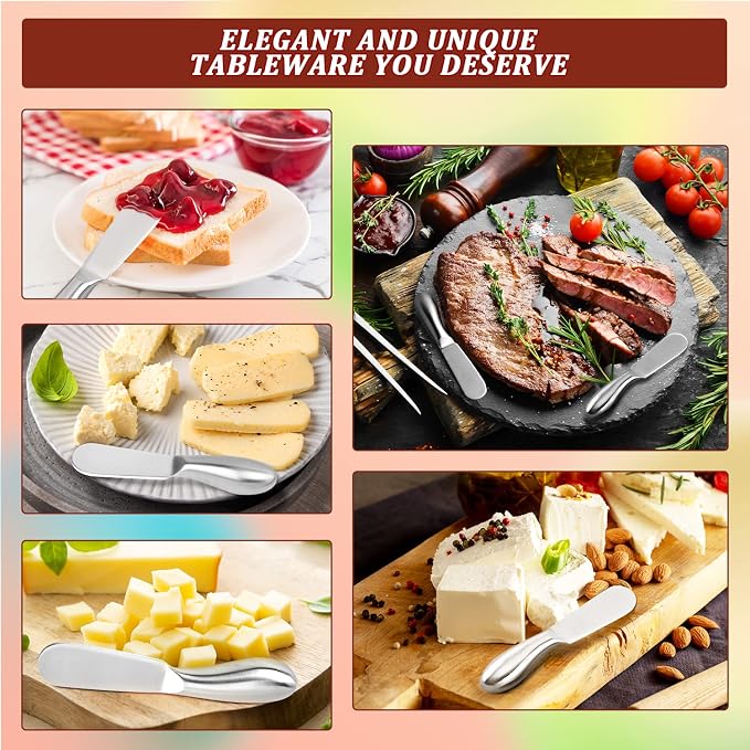 Butter Knives 4 Pieces Stainless Steel Cheese Butter Spreader Knife Set - Image 4