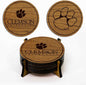 LazerEdge Clemson Tigers Wooden Coaster Set - Cherry Wood - Officially Licensed Product - 4-Pack