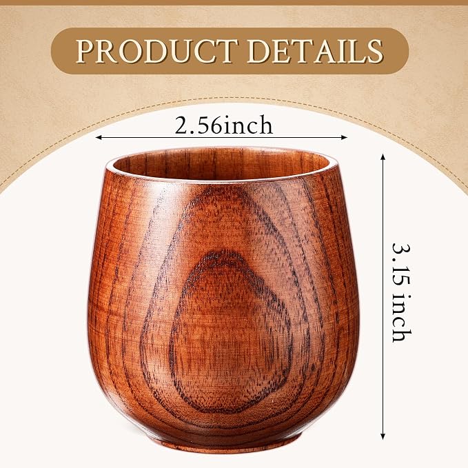 Gerrii 10 Pieces Wooden Tea Cup Wood Coffee Mug Water Japanese Solid Drinking - Image 2