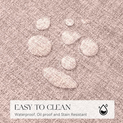 MOSAYT Faux Leather Placemats Set of 4, Heat Resistant Vinyl Place Mats with Coasters, Wipeable Washable Waterproof Oil Proof Table Mats for Kitchen Dining Indoor Outdoor, 12" x 17", Pink