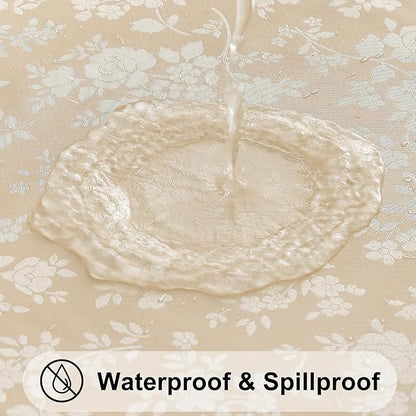 Smiry Rectangle Table Cloth, Waterproof Heavy Duty Vinyl Tablecloths, Wipeable Washable Table Cover for Kitchen and Dining Room (Beige, 60" X 140")