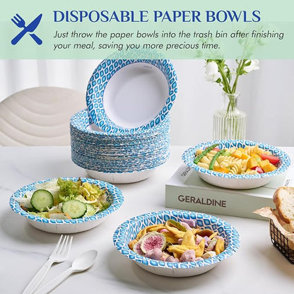 MUCHII 20 Oz Paper Bowls 180 Count Disposable Bowls, Printed Soak Proof Large - Image 4
