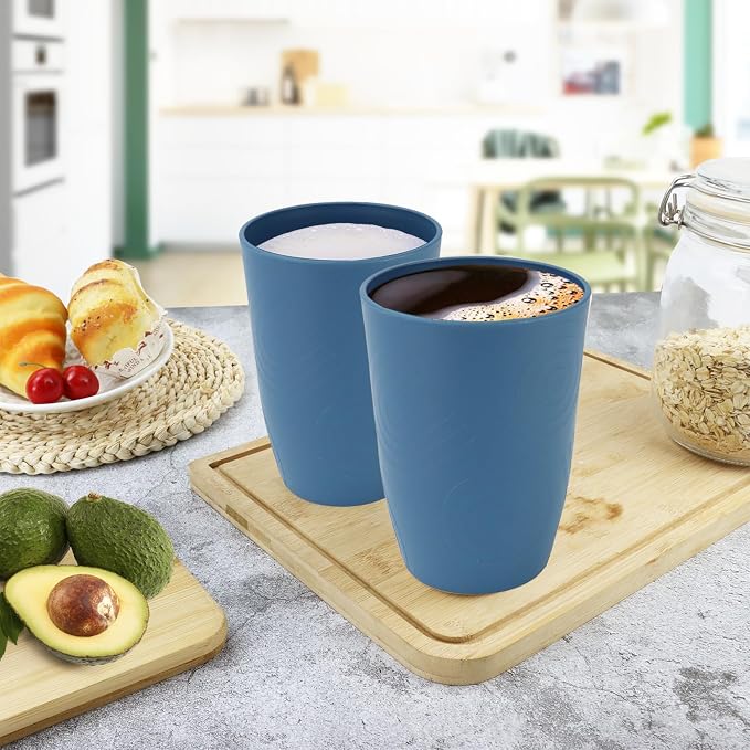 16oz Plastic Drinking Glasses, Wheat Straw Cups Set of 6 - Image 7