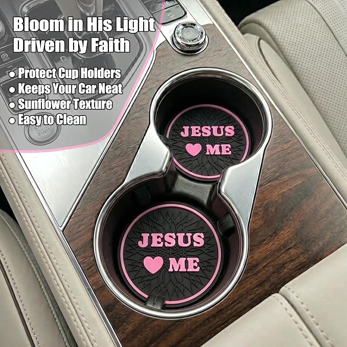 Christian I Love Jesus Pink Steering Wheel Cover - Image 5