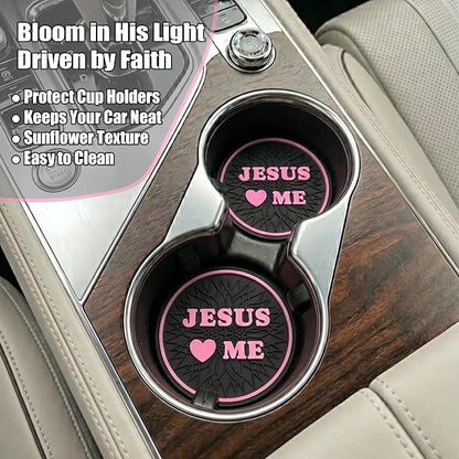 Christian I Love Jesus Pink Steering Wheel Cover - Image 5