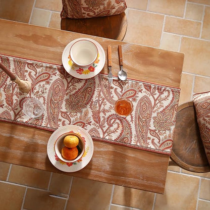 Designer French Linen Table Runner, Cashew Pattern, Dining Table, Kitchen Decor - Image 7