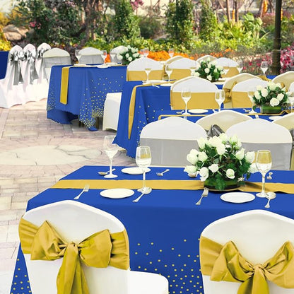 12 Pack Blue and Gold Tablecloth and Table Runner Party Decorations, Royal Blue - Image 8