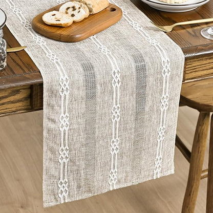 Artoid Mode Brown Farmhouse Embroidered Hollow Table Runner, Seasonal Kitchen by ArtoidMode