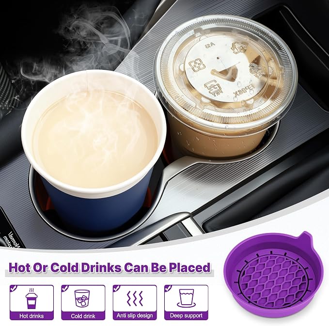 Car Cup Holder Coaster, Silicone Cup Holder Insert, Universal Non-Slip Cup - Image 3