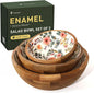 Greenual Salad Bowls Wooden Salad Bowl Set Large Bowls for Serving, Handmade with Serving Utensils Olive Green