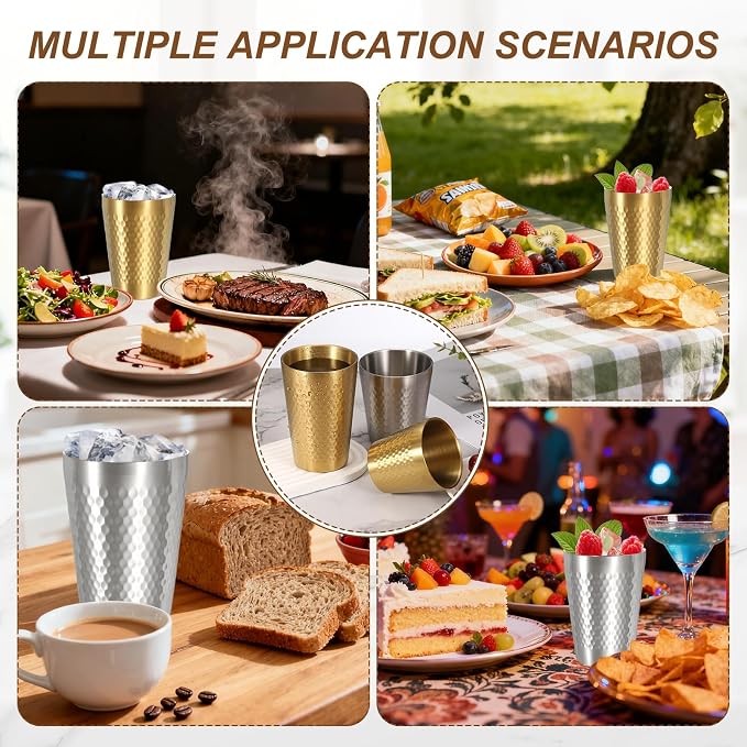 uxcell 2 Pcs Stainless Steel Cups, 10oz/300ml Metal Cups Diamond Textured - Image 6