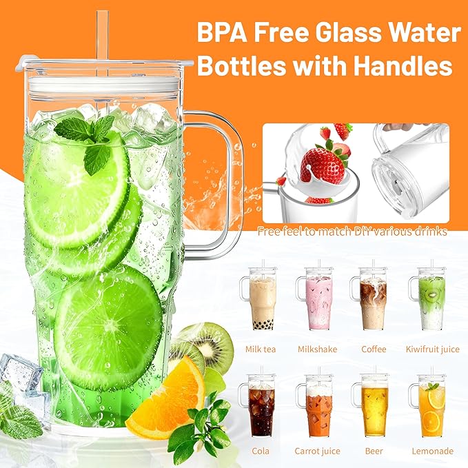 Birity 2Pack 40OZ Glass Tumbler - Image 2