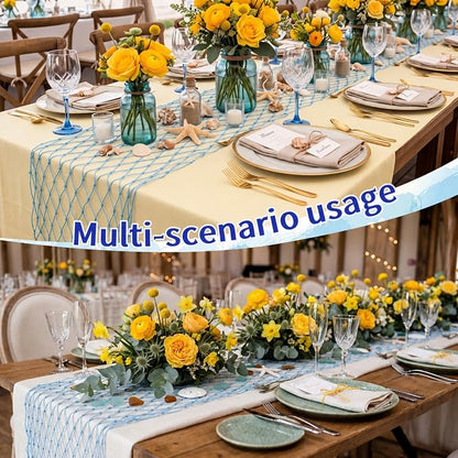 SATINIOR 3 Pcs 12 x 72'' Fishing Net Table Runner Party Decoration, Light Blue - Image 4