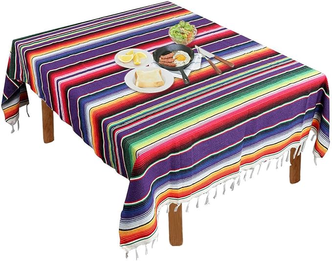 Fowecelt Mexican Serape Blanket Tablecloth 59 x 84 Inch by Fowecelt