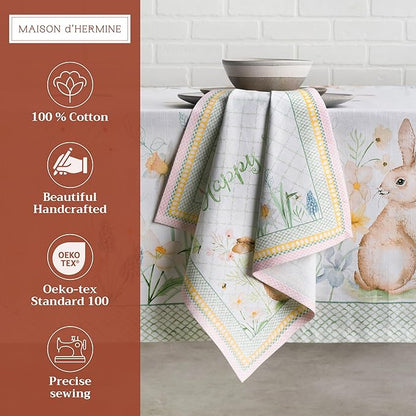 Maison d' Hermine Cloth Napkins Set of 4 100% Cotton Everyday Reusable Square Napkins Cloth Washable Dinner Party Wedding Restaurant Valentines Day Decorations Spring/Summer (Easter Dew, 20" x 20")