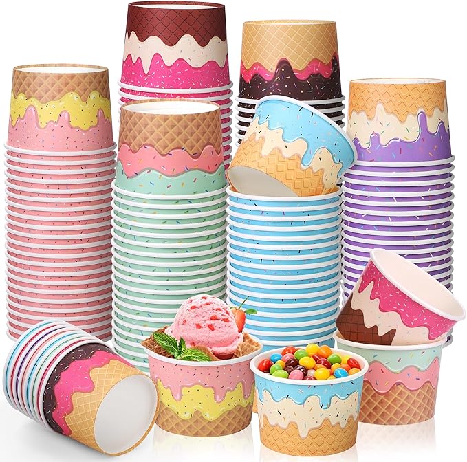Aodaer 120 Pack 8 oz Paper Cups Disposable Ice Cream Bowls Dessert Cups Sundae by Aodaer