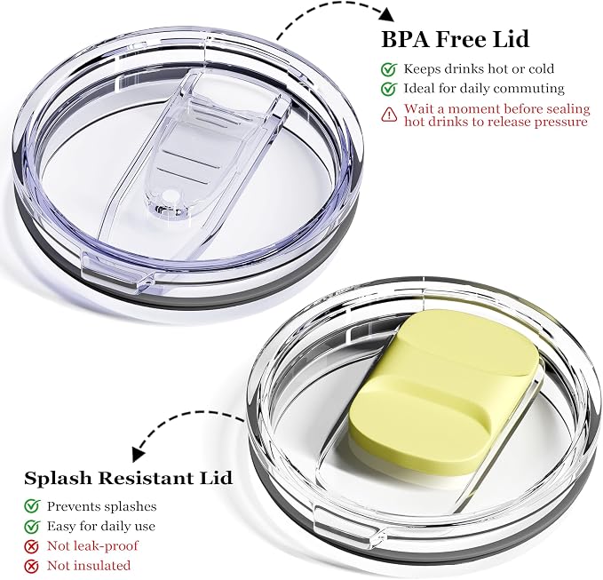 12oz Insulated Coffee Mug with Lid – Includes Two Lids, Stainless Steel Coffee - Image 3