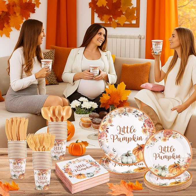 NatNarr 175 Pcs Little Pumpkin Baby Shower Party Decorations Includes Fall - Image 6