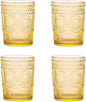 Amzcku Amber Drinking Glasses Set of 4, Vintage Glassware 10 oz- by Amzcku
