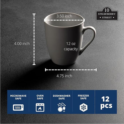 10 Strawberry Street Catering Ceramic 12 oz Coffee Mugs, Latte and Hot Beverages - Image 4