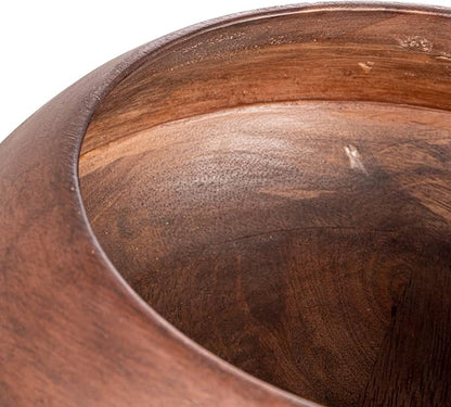 Bloomingville Modern Round Wood Bowl, Walnut Finish - Image 4