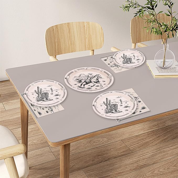 60PCS Cowboy Paper Plates and Napkins Party Supplies Serve 20 | Western Rodeo - Image 4