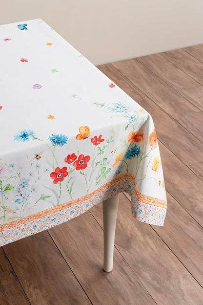 Maison d' Hermine Table Cloth Rectangle Table 100% Cotton 60 x 108 Inches Tablecloth Reusable Decorative for Dining Room Farmhouse Home Valentines Day Decorations Spring Summer - Summer Whisper